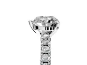 Solitaire Engagement Ring Setting for Heart-Shaped Center with Single Row Accent Band and Prong Head in Sterling Silver