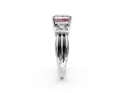 Solitaire Engagement Ring Setting for Fancy Pink Princess Cut Center with Grooved Bar Accent Band and Prong Head in White Gold