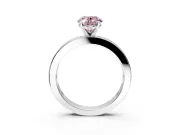 Solitaire Engagement Ring Setting for Fancy Pink Oval Center with Channel Baguette Band and Prong Head in Sterling Silver