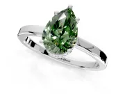 Hidden Halo Engagement Ring Setting for Fancy Green Pear-Shaped Center with Wide Flat Plain Band and Prong Head in Platinum