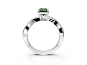 Solitaire Engagement Ring Setting for Fancy Green Emerald Cut Center with Half-Pave Crossover Band and Prong Head in Platinum