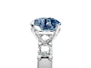 5 Stone Engagement Ring Setting for Fancy Blue Round Cut Center with Plain Band and Prong Head in White Gold