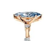 Solitaire Engagement Ring Setting for Fancy Blue Marquise Center with Bezel Station Band and Prong Head in Rose Gold