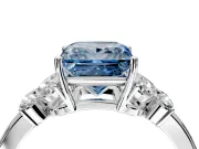 Solitaire Engagement Ring Setting for Fancy Blue Princess Cut Center with Marquise Flower Shoulders and Prong Head in White Gold