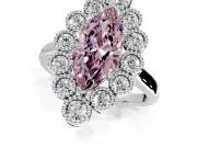 Cluster Halo Engagement Ring Setting for Fancy Pink Marquise Center with Milgrain Bezel Accents and Prong Head in Platinum