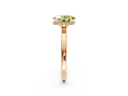 Hidden Halo Engagement Ring Setting for Fancy Yellow Oval Center with Plain Band and Tall Prong Head in Rose Gold
