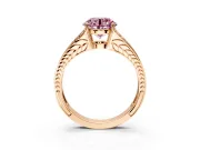 Split Shank Engagement Ring Setting for Fancy Pink Round Cut Center with Pave Split Shank and Prong Head in Rose Gold