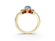 Solitaire Engagement Ring Setting for Fancy Blue Marquise Center with Twisted Band and Scroll Prong Head in Yellow Gold