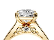 Solitaire Engagement Ring Setting for Princess Cut Center with Channel Band and Double Claw Prong Head in Yellow Gold