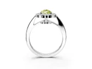 Bezel-Framed Halo Engagement Ring Setting for Fancy Yellow Pear-Shaped Center with Pave Band and Prong Head in Platinum
