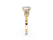 Cluster Engagement Ring Setting for Radiant Cut Center with 2-Row Shoulder Clusters and Prong Head in Yellow Gold
