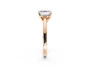 Solitaire Engagement Ring Setting for Asscher Cut Center with Flat-Sided Plain Band and Prong Head in Rose Gold