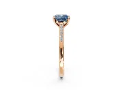 Solitaire Engagement Ring Setting for Fancy Blue Cushion Cut Center with Channel Accents and Prong Head in Rose Gold