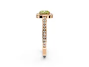 Halo Engagement Ring Setting for Fancy Yellow Cushion Cut Center with Framed Halo, Pave Band and Prong Head in Rose Gold