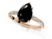Solitaire Engagement Ring Setting for Fancy Black Pear-Shaped Center with Pave Accents and Prong Head in Rose Gold