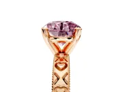 Solitaire Engagement Ring Setting for Fancy Pink Round Cut Center with XO Engraved Band and Prong Head in Rose Gold