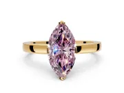 Solitaire Engagement Ring Setting for Fancy Pink Marquise Center with Plain Band and Flat Tab Prong Head in Yellow Gold