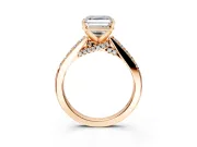 Solitaire Engagement Ring Setting for Asscher Cut Center with Crossover Accents and Prong Head in Rose Gold