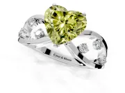 Solitaire Engagement Ring Setting for Fancy Yellow Heart-Shaped Center with Criss-Cross Accent Band and Prong Head in Platinum
