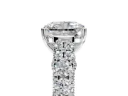 Solitaire Engagement Ring Setting for Radiant Cut Center with Pave Cathedral Shoulders and Prong Head in Platinum