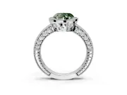 Milgrain Halo Engagement Ring Setting for Fancy Green Heart-Shaped Center with Wide Pave Band and Prong Head in Platinum
