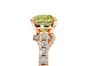Solitaire Engagement Ring Setting for Fancy Yellow Cushion Cut Center with Crossover Accents and Prong Head in Rose Gold