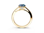 Solitaire Engagement Ring Setting for Fancy Blue Round Cut Center with Open Cathedral Shoulders and Prong Head in Yellow Gold