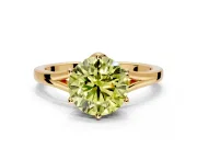 Solitaire Engagement Ring Setting for Fancy Yellow Round Cut Center with Plain Split Shank and Prong Head in Yellow Gold