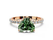Solitaire Engagement Ring Setting for Fancy Green Heart-Shaped Center with Micro Pave Band and Prong Head in Rose Gold