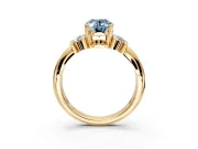 Solitaire Engagement Ring Setting for Fancy Blue Oval Center with Grooved Bar Accent Band and Prong Head in Yellow Gold