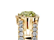 Halo Engagement Ring Setting for Fancy Yellow Heart-Shaped Center with Wide-Open Pave Split Shank and Prong Head in Yellow Gold