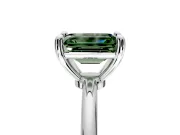 Minimalist Solitaire Engagement Ring Setting for Fancy Green Emerald Cut Center with Thin Band and Prong Head in Platinum