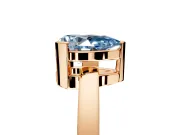 Solitaire Engagement Ring Setting for Fancy Blue Pear-Shaped Center with Plain Band and Flat Tab Prong Head in Rose Gold
