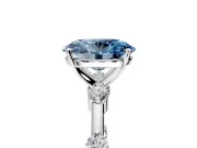 Solitaire Engagement Ring Setting for Fancy Blue Oval Center with Bezel Station Band and Prong Head in Sterling Silver