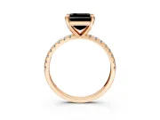 Solitaire Engagement Ring Setting for Fancy Black Asscher Cut Center with Fine Pave Narrow Band and Prong Head in Rose Gold