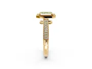 Milgrain Halo Engagement Ring Setting for Fancy Yellow Asscher Cut Center with Three-Sided Pave Band and Prong Head in Yellow Gold