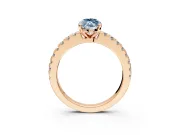 Solitaire Engagement Ring Setting for Fancy Blue Marquise Center with Single Row Accent Band and Prong Head in Rose Gold