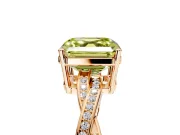 Solitaire Engagement Ring Setting for Fancy Yellow Asscher Cut Center with Twisted Pave Band and Prong Head in Rose Gold