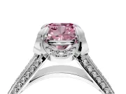 Solitaire Engagement Ring Setting for Fancy Pink Cushion Cut Center with Accented Split Shank and Prong Head in Sterling Silver