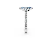 Solitaire Engagement Ring Setting for Fancy Blue Marquise Center with Shared-Prong Accents and Prong Head in Platinum