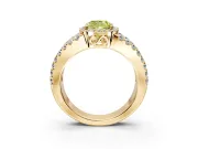 Halo Engagement Ring Setting for Fancy Yellow Cushion Cut Center with Wide-Open Pave Split Shank and Prong Head in Yellow Gold