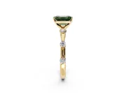 Solitaire Engagement Ring Setting for Fancy Green Emerald Cut Center with Bezel Station Band and Prong Head in Yellow Gold
