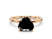 Hidden Halo Engagement Ring Setting for Fancy Black Heart-Shaped Center with Thin Rounded Band and Prong Head in Rose Gold