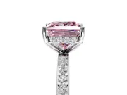 Solitaire Engagement Ring Setting for Fancy Pink Princess Cut Center with Fine Pave Band and Prong Head in Platinum