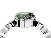 Vintage Station Engagement Ring Setting for Fancy Green Heart-Shaped Center with Accents and Prong Head in Platinum