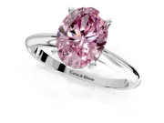 Solitaire Engagement Ring Setting for Fancy Pink Oval Center with Knife Ridge Band and Claw Prong Head in Sterling Silver