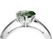 Solitaire Engagement Ring Setting for Fancy Green Heart-Shaped Center with Flat-Sided Plain Band and Prong Head in Sterling Silver