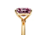 Solitaire Engagement Ring Setting for Fancy Pink Asscher Cut Center with Straight Thin Band and Prong Head in Yellow Gold
