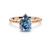 Solitaire Engagement Ring Setting for Fancy Blue Pear-Shaped Center with Plain Twisted Rope Band and Prong Head in Rose Gold