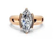Tension Engagement Ring Setting for Marquise Center with Wide Flat Band and Tension Head in Rose Gold